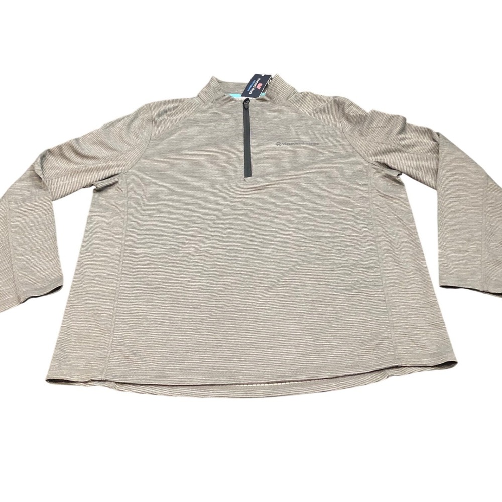 Vineyard Vines Pullover Mens XL Gray Striped Sankaty 1/2 Zip Performance Trump